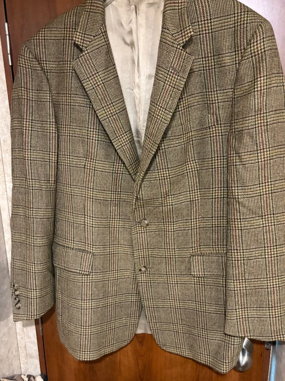 Vtg Burberry Men's Wool Plaid Two Button Blazer Sport Coat Sz - 42R
